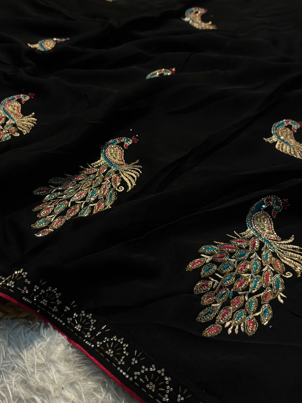 Festive Special Georgette Saree with Designer Blouse – Wedding & Party Wear