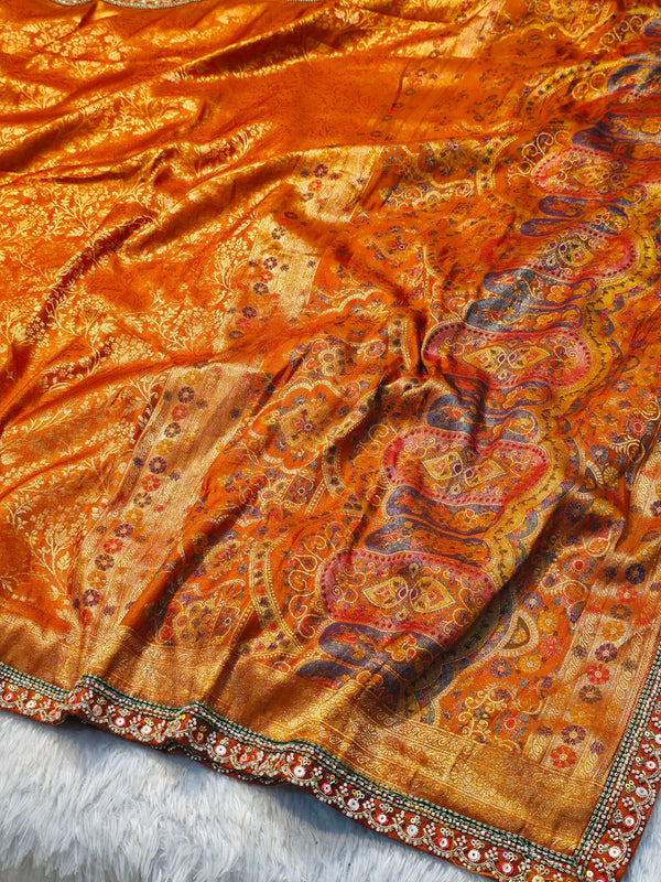 Premium Dola Silk Saree with Ready-Made Blouse & Unstitched Blouse Piece – Wedding & Festive Wear