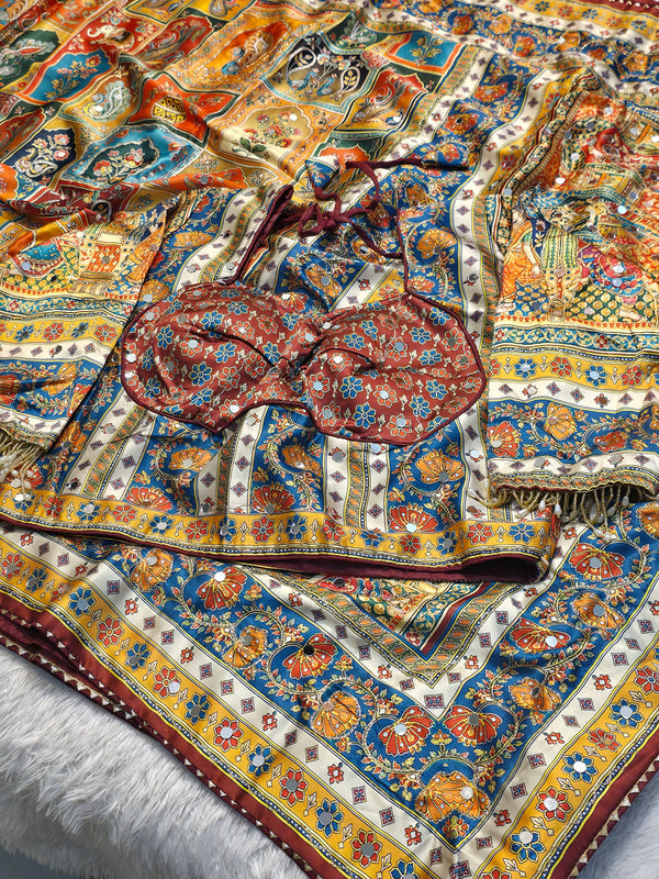 Premium Crab Silk Saree with Designer Ready-Made Blouse