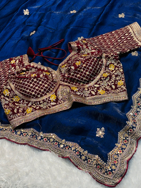 Designer Saree with Ready-Made Blouse – Party Wear Elegant Saree Collection
