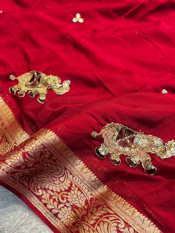 Elegant Chiffon Saree with Designer Work – Lightweight & Party Wear Collection