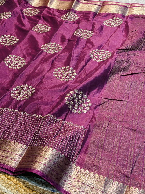Designer Embroidered Saree with Elegant Border & Rich Pallu