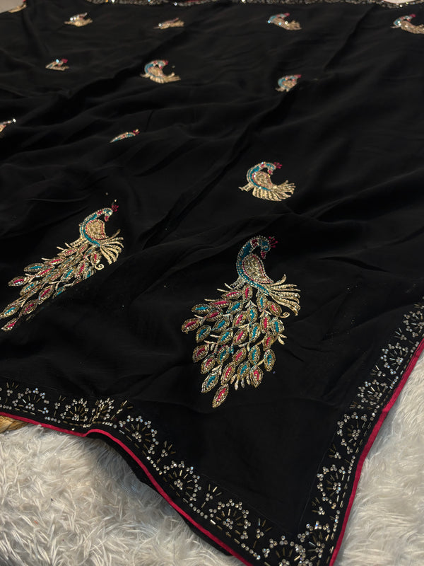 Festive Special Georgette Saree with Designer Blouse – Wedding & Party Wear