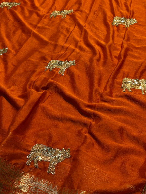 PremiumChinon Saree with Elegant Fall & Soft Finish