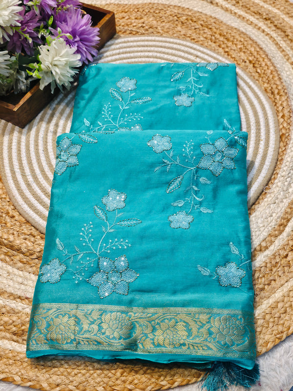 Elegant Chinon Saree with Soft Flow & Rich Finish