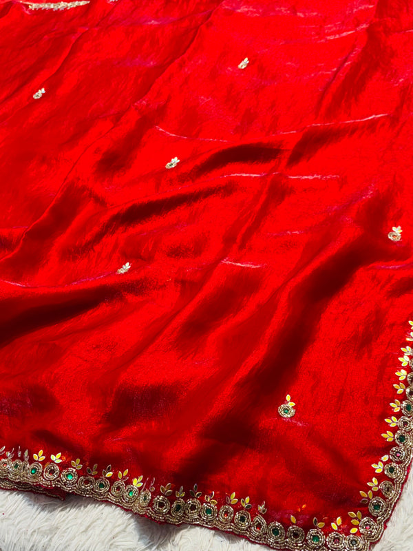 Elegant Frendy Silk Saree with Intricate Handwork