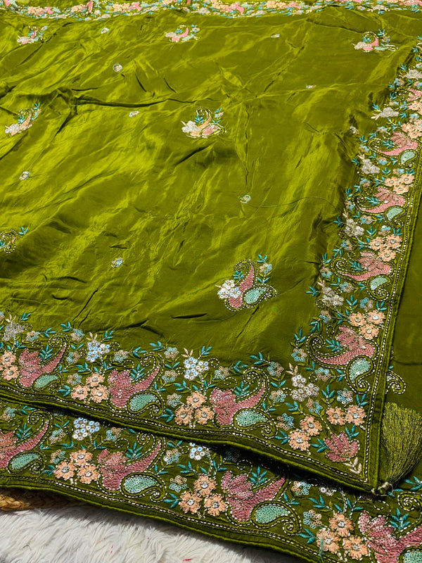 Premium H.O. Silk Saree with Elegant Handwork