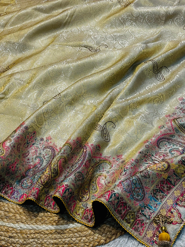 Luxury Silk Swarovski Work Saree with Unstitched Blouse