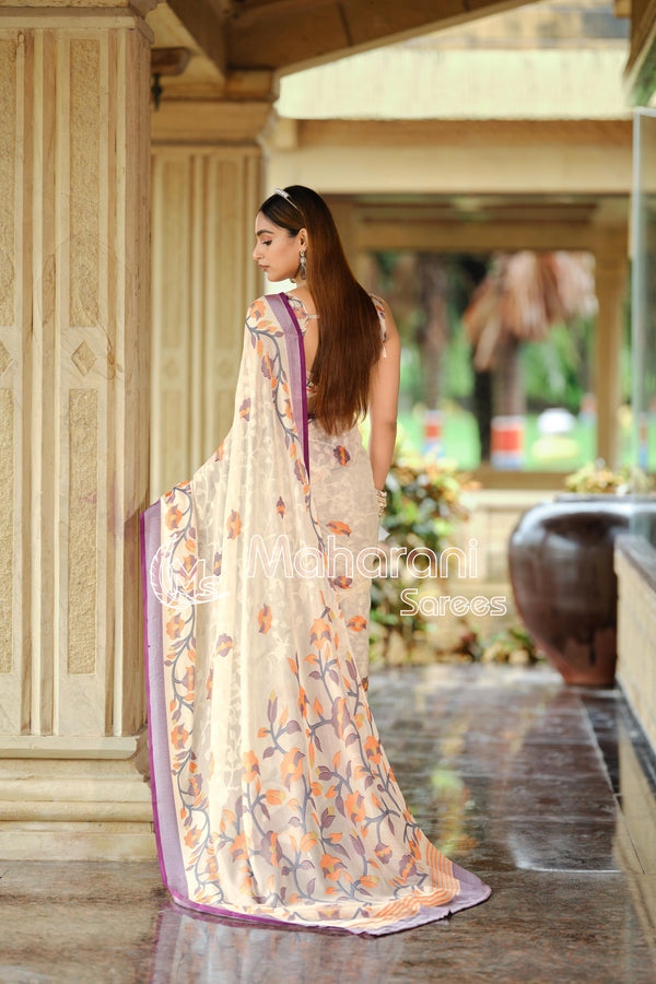 Wine And Creamy Jamdani Soft Silk Saree