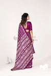 Wine Ajrakh Patola Natural Printed Soft Modal Silk Saree