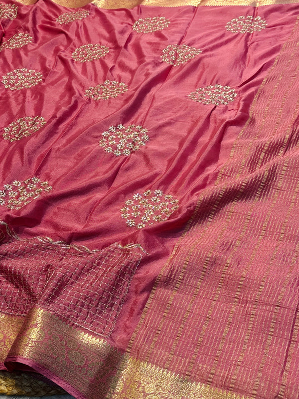 Designer Embroidered Saree with Elegant Border & Rich Pallu