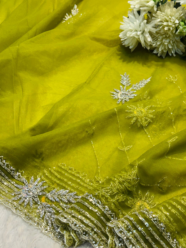 Elegant Designer Net Saree with Heavy Embroidery Blouse