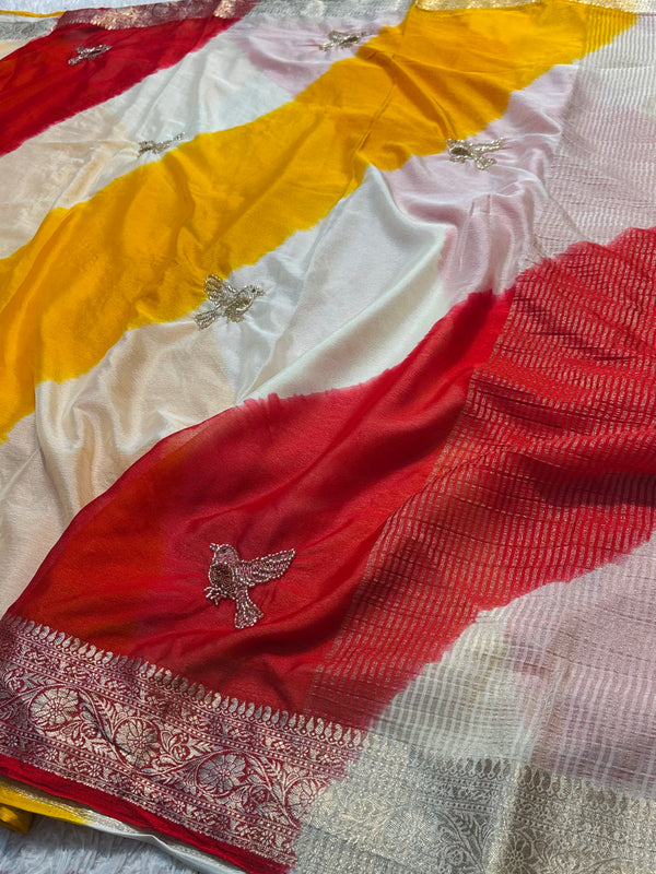 Elegant Chinon Saree with Graceful Drape