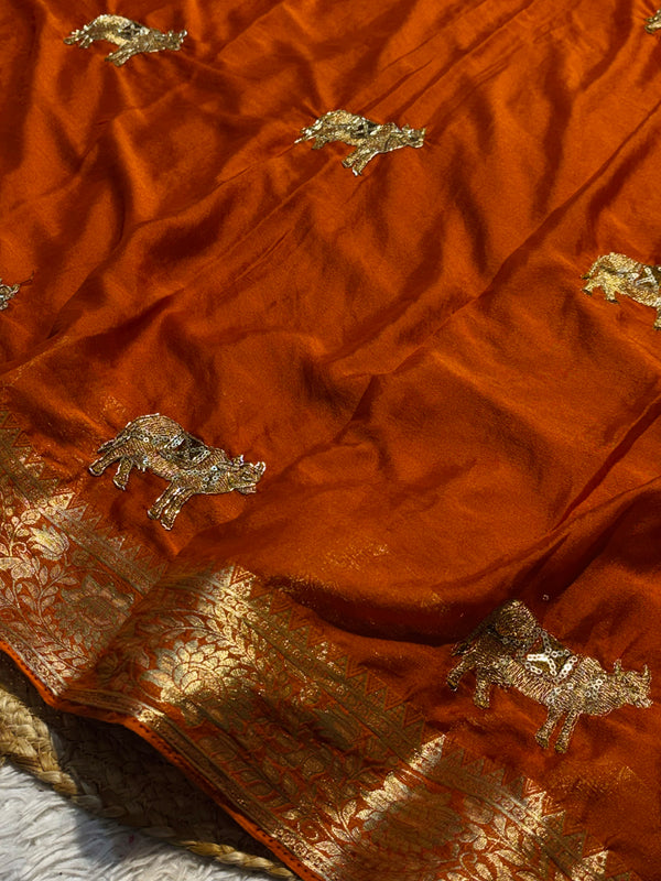 PremiumChinon Saree with Elegant Fall & Soft Finish