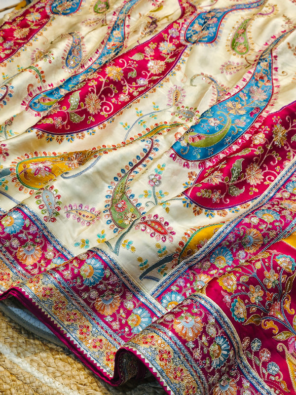Elegant Silk Kashmiri Thread Work Saree with Designer Blouse