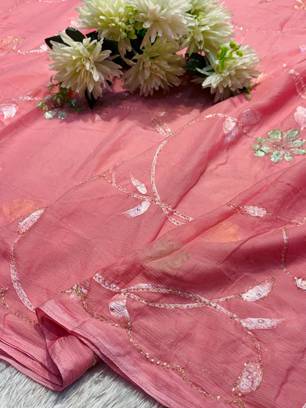 Elegant Chiffon Saree with Stylish Blouse – Lightweight Party Wear Saree