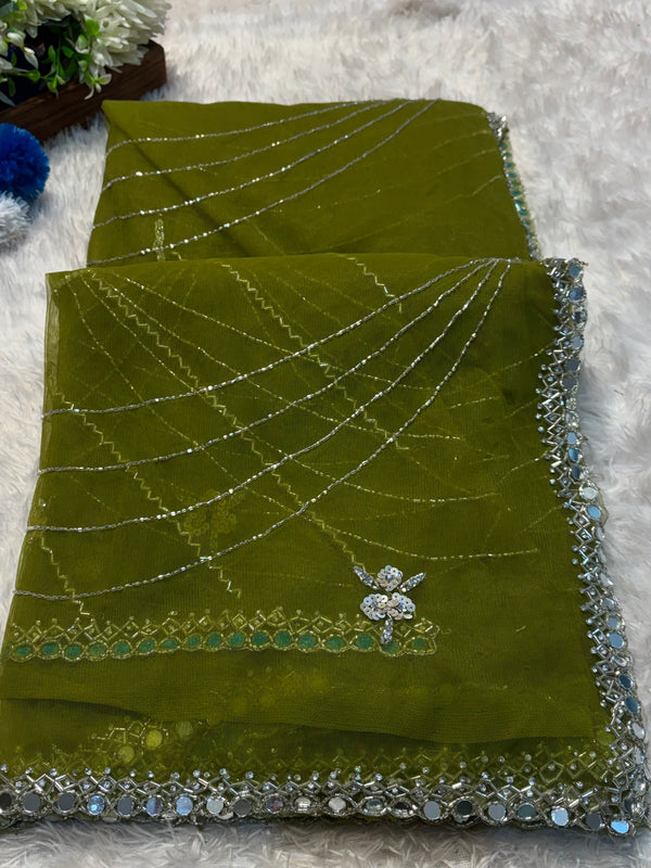 Exclusive Net Saree with Intricate Handwork Design