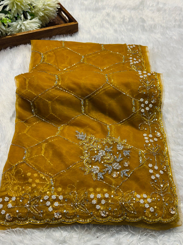 Elegant Net Saree with Designer Blouse – Party Wear & Festive Collection