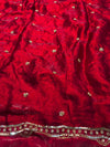 Embroidered Party Wear Saree in Blue, Purple & Maroon with Heavy Border