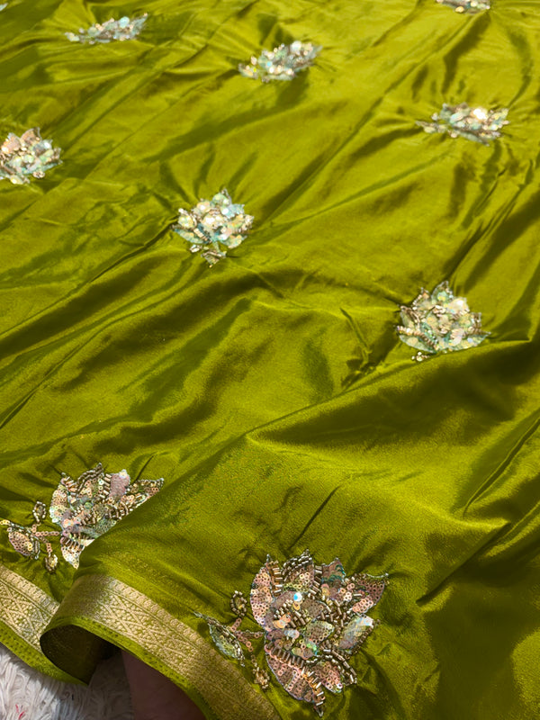 Elegant Chinon Saree with Designer Work