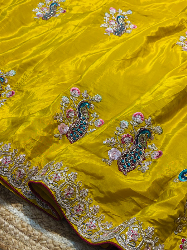 Elegant H.O. Silk Saree with Intricate Handwork