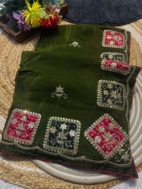 Premium H.O. Silk Saree – Elegant Handwork & Timeless Grace