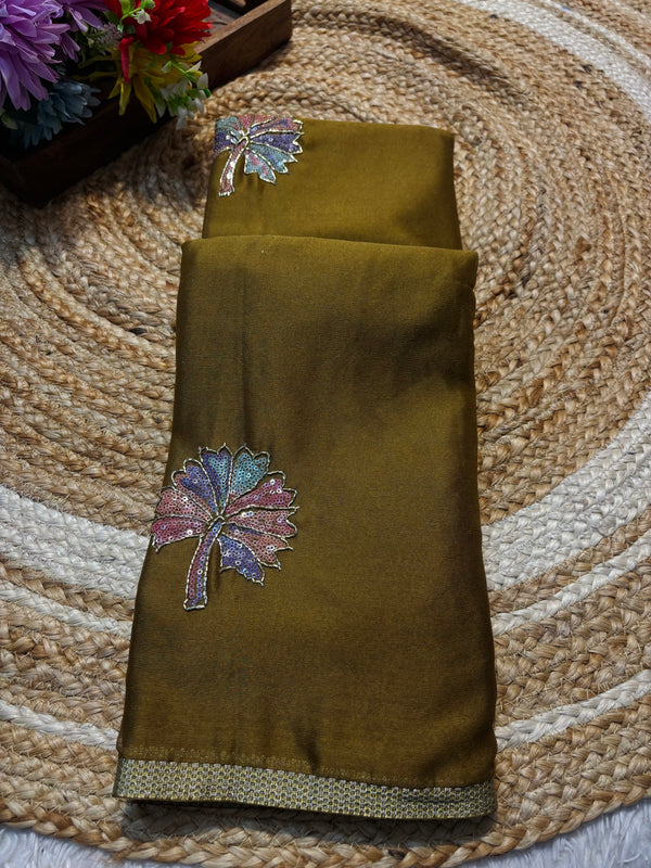 Premium Chinon Saree with Elegant Design & Graceful Drape