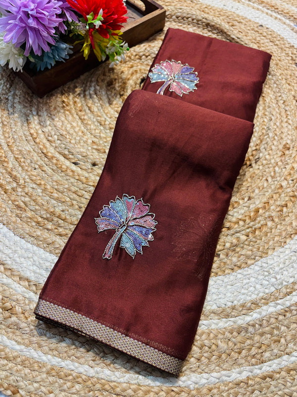 Premium Chinon Saree with Elegant Design & Graceful Drape