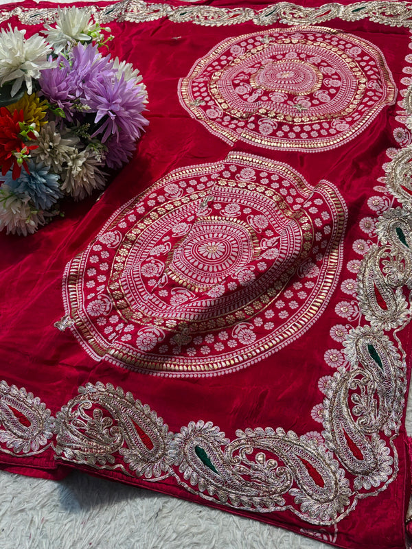 Premium H.O. Silk Saree with Elegant Handwork