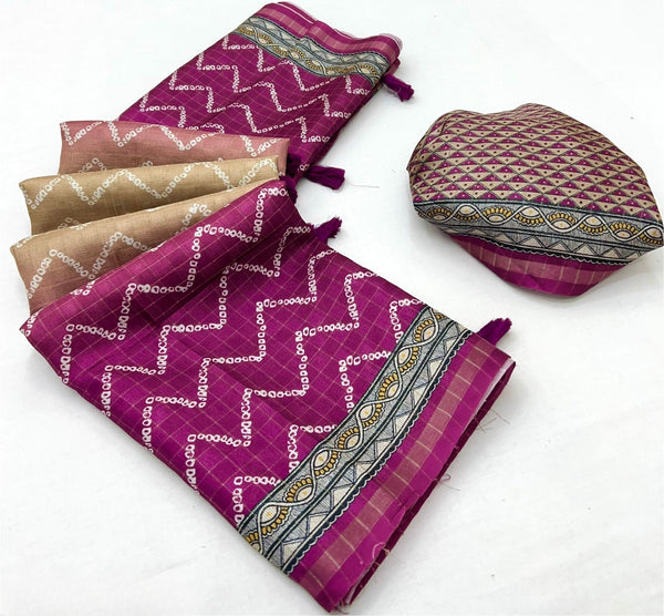 Adoring Wine Maheshwari Cotton Silk Saree With Digital Prints