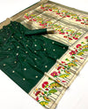 Aztec Green Woven Paithani Soft Silk Saree