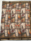 Ajrakh With Kalamkari Design Hand Block Print Maslin Soft Silk Saree M4