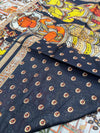 Ajrakh With Kalamkari Design Hand Block Print Maslin Soft Silk Saree M5