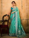Aqua Blue Traditional Banarasi Silk Saree