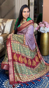 Alluring Hot Pink Ajrakh Kashmiri Modal silk Saree