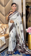 Adorable Wine And Cream Ajrakh Kashmiri Modal silk Buta Leriya Saree