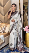 Adorable Wine And Cream Ajrakh Kashmiri Modal silk Buta Leriya Saree
