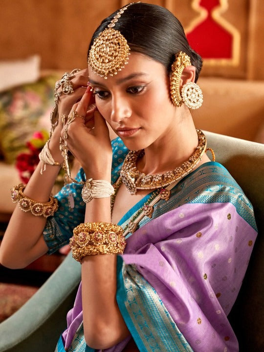 Wisteria Purple Printed Soft Patola Silk Saree