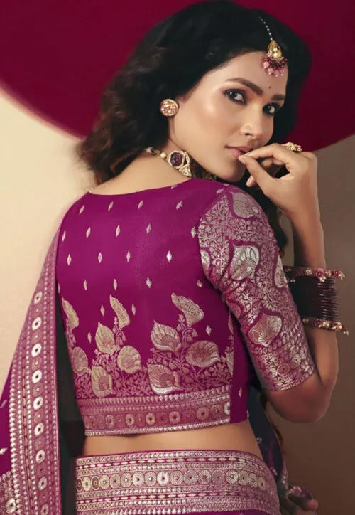 Wine Berry Viscous Dola Silk Zari Weaving With Tassels