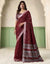 Anemones Maroon Casual Linen Silk Saree