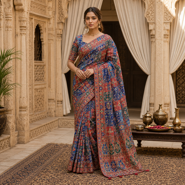 Crab Silk Saree with Ready-Made Blouse | Elegant Party Wear